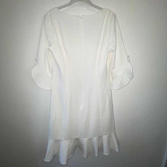 White Adrianna Papell Dress with ruffles Fully lined - Picture 4 of 5